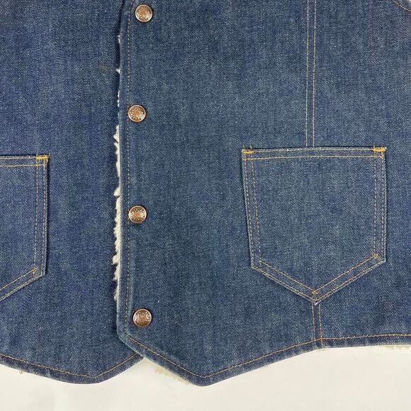 Vintage Nelson Denim 70s Fleece Lined Vest Size XL Western Cowboy Cowgirl - Picture 4 of 7
